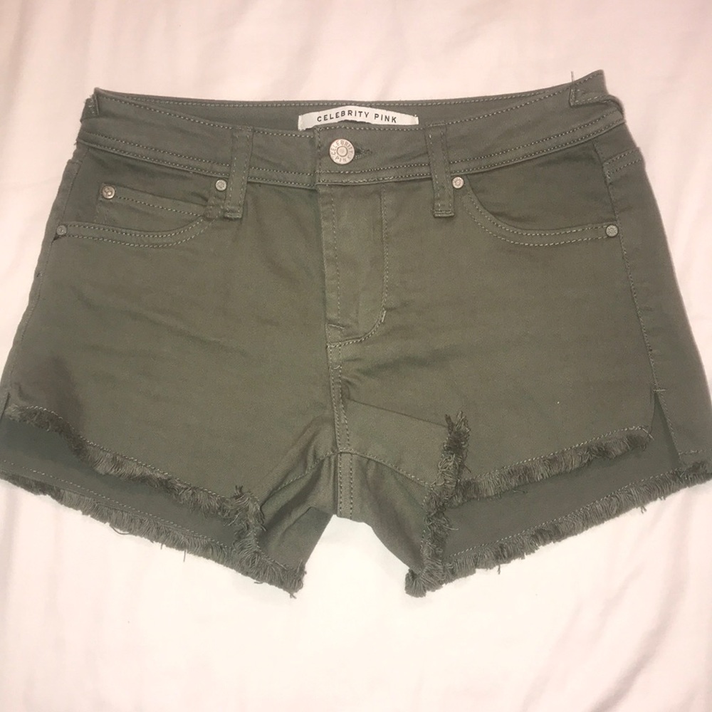 ‘Celebrity Pink’ Green Cutoff Shorts